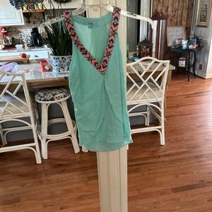 Karlie Mint Green Tank Top with Multicolor Trim